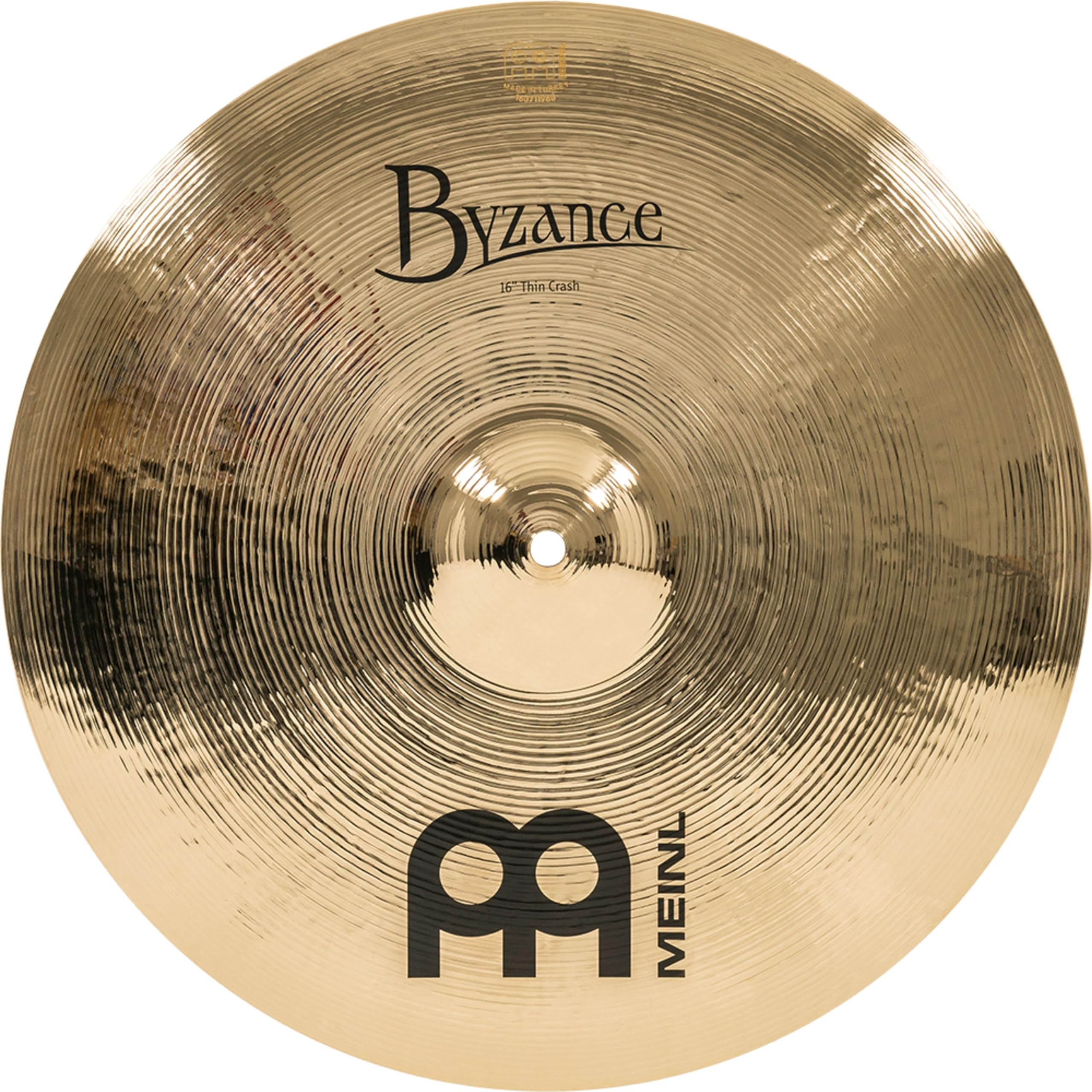 Meinl Cymbals Byzance Brillant Crash Thin 16 Zoll (Video) Schlagzeug Becken (40,64cm) B20 Bronze, Brilliantes Finish (B16TC-B)