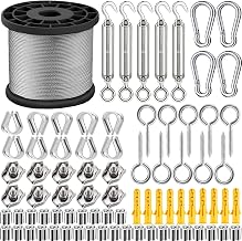 Stainless Steel Rope Kit, Wire Rope, Garden Wire, Picture Wire, Rope Suspension Kit, 50 m Cable with Turnbuckle and Hooks