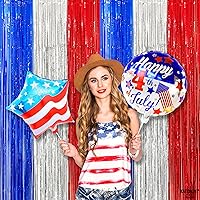 Vista 8 de KatchOn, Serpentinas extragrandes en rojo, blanco y azul, 3.2 x 8 pies, paquete de 2 decoraciones rojas y azules para el día de las elecciones