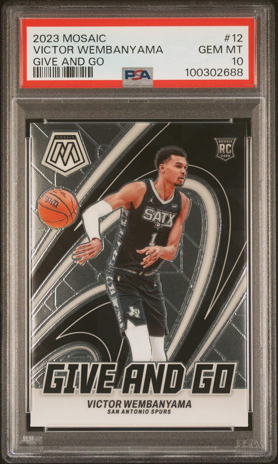Graded 2023 Panini Mosaic Victor Wembanyama #12 Give and Go Rookie RC Basketball Card PSA 10 Gem Mint