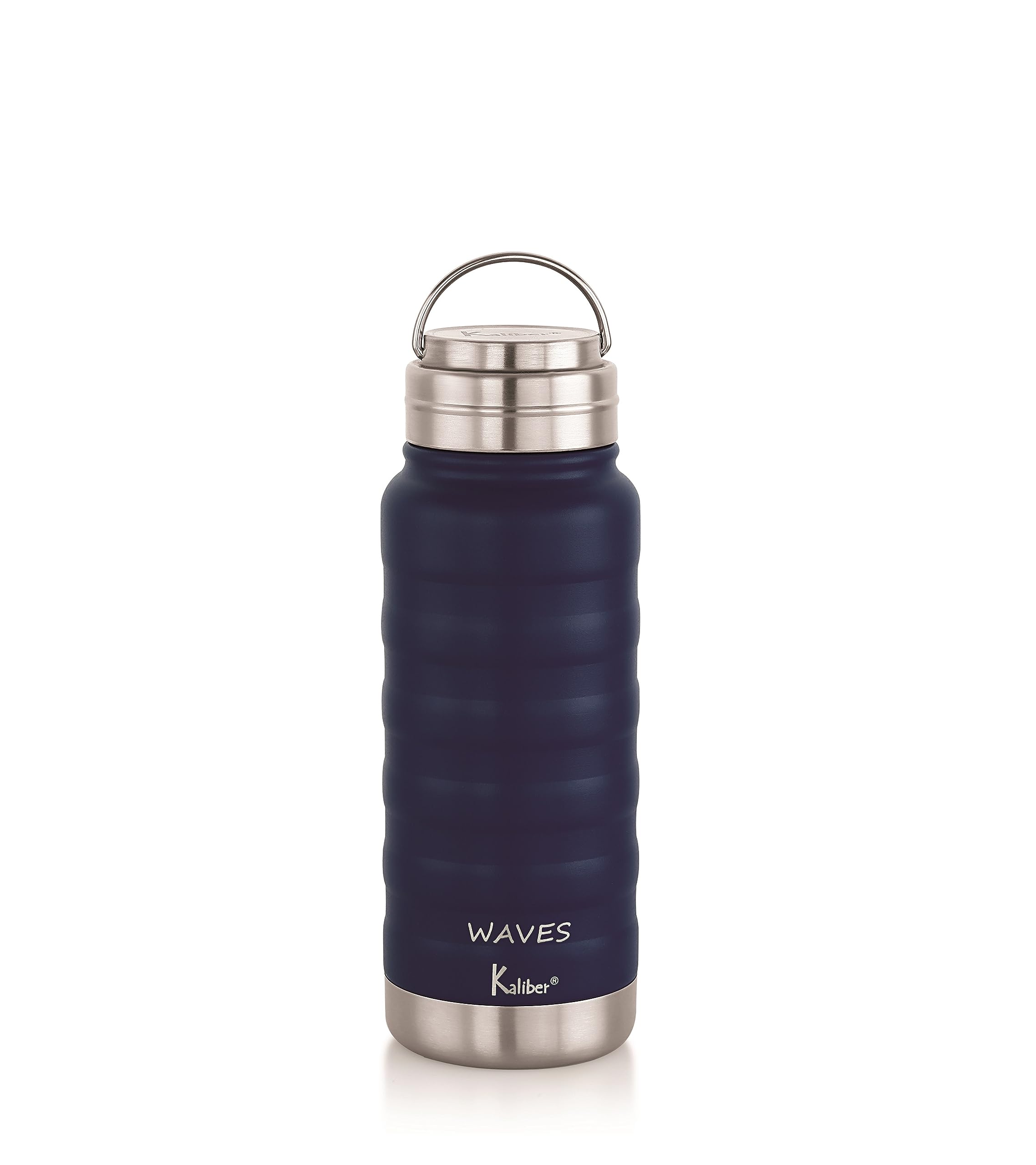 Kaliber - Waves 600 ThermoSteel Bottle | 3 Insulation, SUS 304 Inside | Extra Filter available | 600ml | 24 Hr Cold Hot | Rust & Leak Proof | Home, Office, Travel - Vacuum Insulated Flask Bottles (Waves 600, Blue)