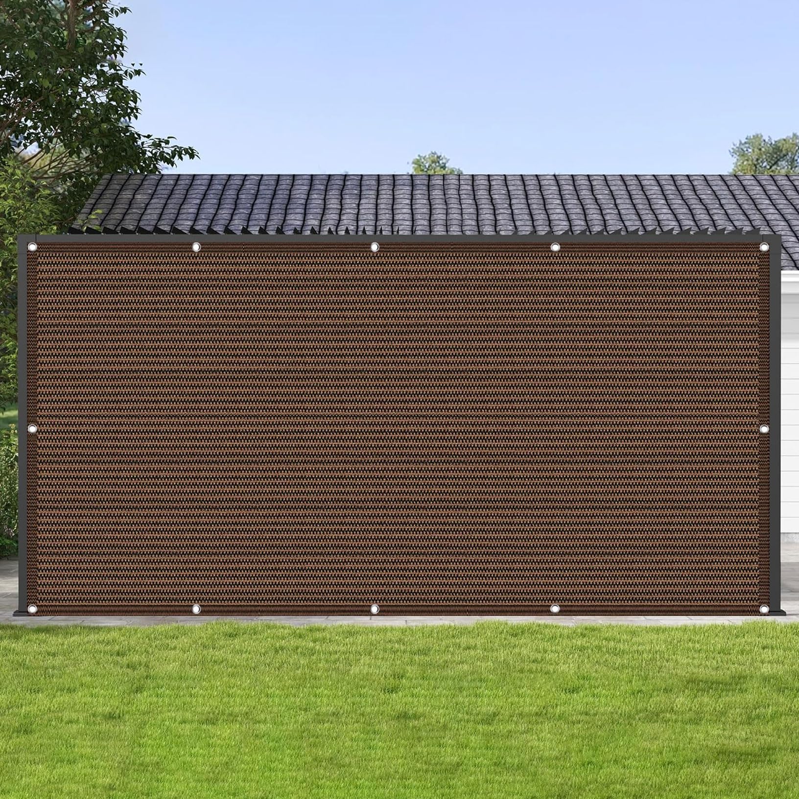 Voile d'ombrage rectangulaire protection UV auvent jardin pergola bâche solaire marron