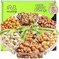 Vista 9 de NUT CRAVINGS - Cesta de regalo de frutas secas y frutos secos mixtos + cinta verde (7 surtidos, 2 libras) arreglo de alimentos, paquete de cuidado