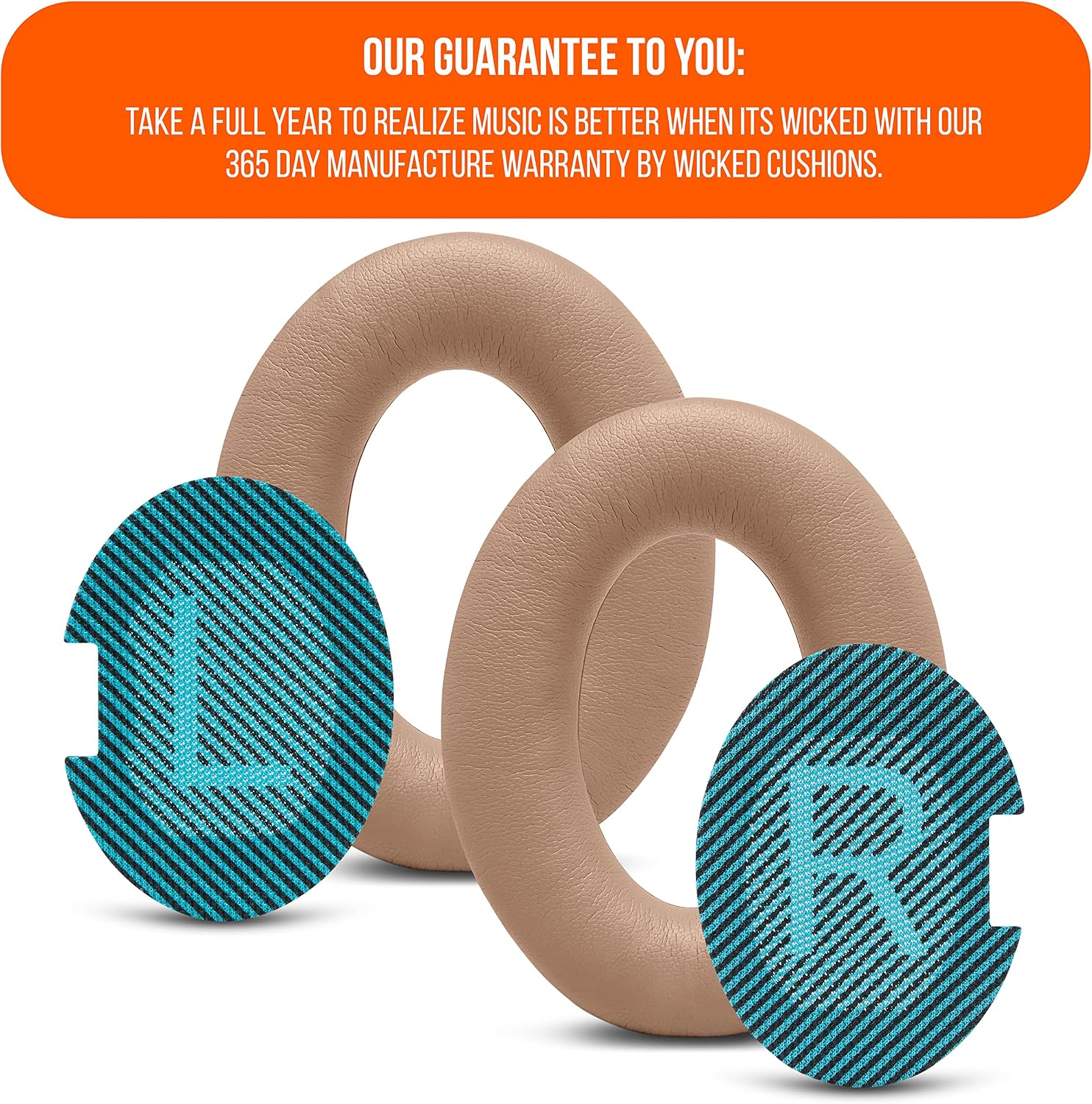 WC Wicked Cushions Upgraded Replacement Ear Pads for Bose Headphones - Compatible with QC15 / QC25 / QC35 & 35 ii / QC2 / AE2 / AE2i / AE2W / Soundlink - Softer Leather, Luxury Memory Foam | Beige