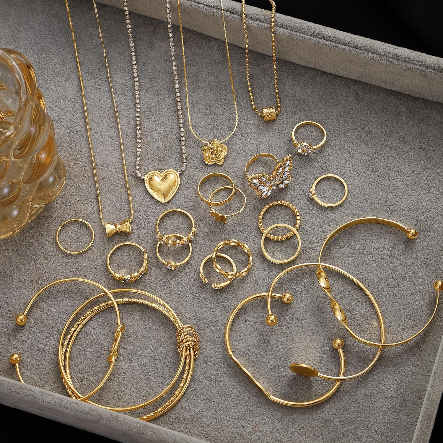 43 PCS Gold Jewelry Set for Women, Delicate Teardrop Hoop Earrings, Elegant Knuckle Rings, Adjustable Bracelets and Necklaces, Perfect Fashion Anniversary Birthday Jewelry Gift Packs - Image 3