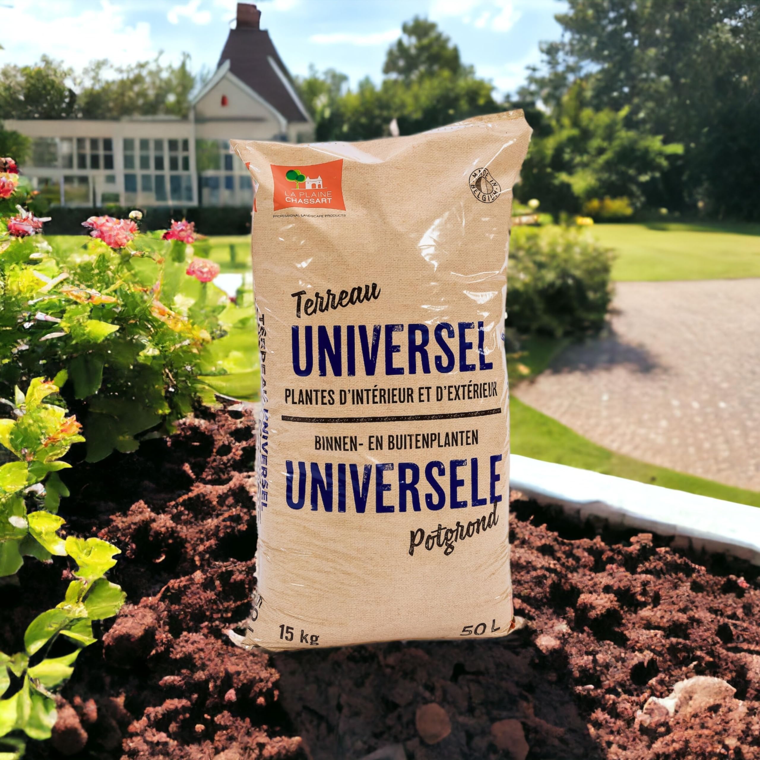 La Plain Chassart Universal-Pflanzerde - Für alle Pflanzen-Sorten im Garten & Indoor - Nährstoffreiche Formel mit Torf - Erde für Zimmerpflanzen, Balkonpflanzen & Outdoor-Pflanzen - 50 Liter