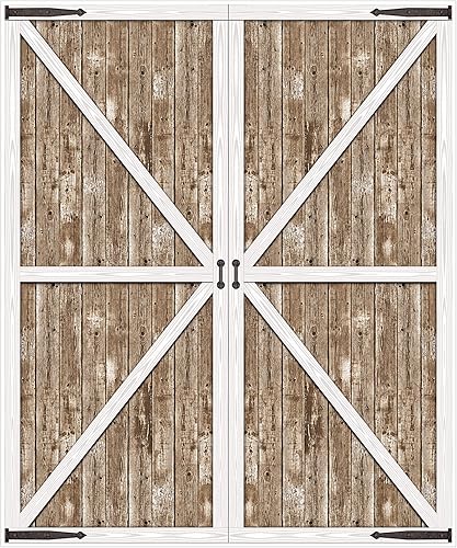 Beistle Fondo rústico de fotografía con puerta de granero occidental de 6 x 5 pies, telón de fondo para sesión de fotos, para cumpleaños, baby