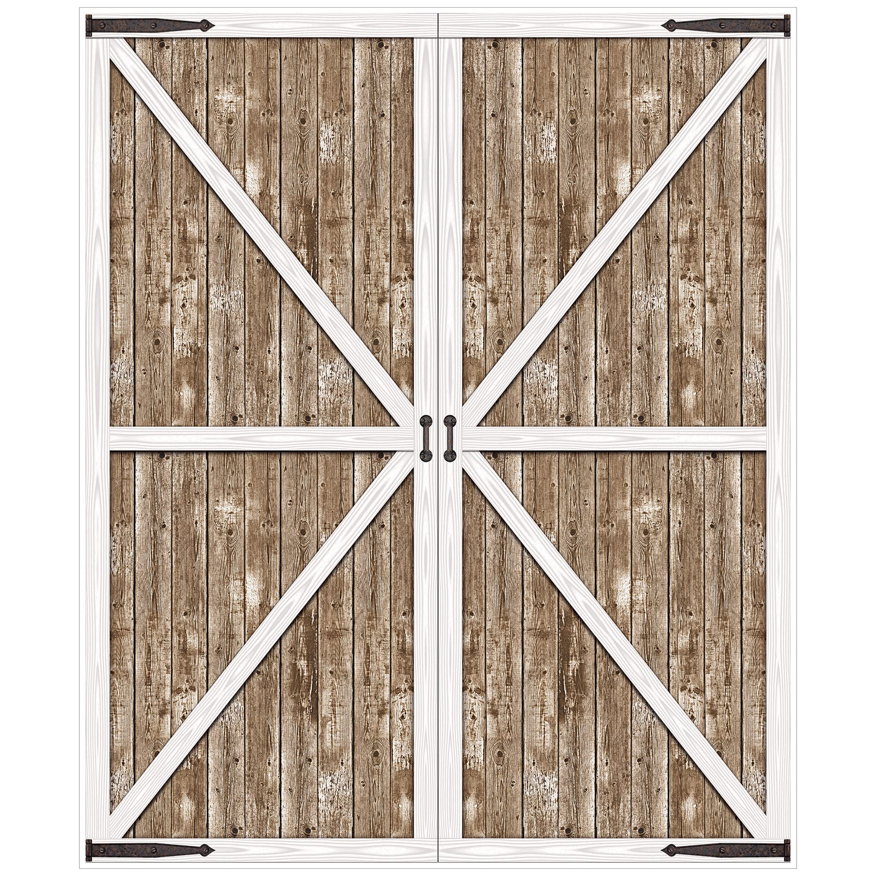 Beistle 56093 6' x 5' Rustic Western Barn Door Photography Background Farm Theme Photo Shoot Backdrop for Birthday, Baby Showers, Wedding Day Décor, Plastic, Brown/White/Black