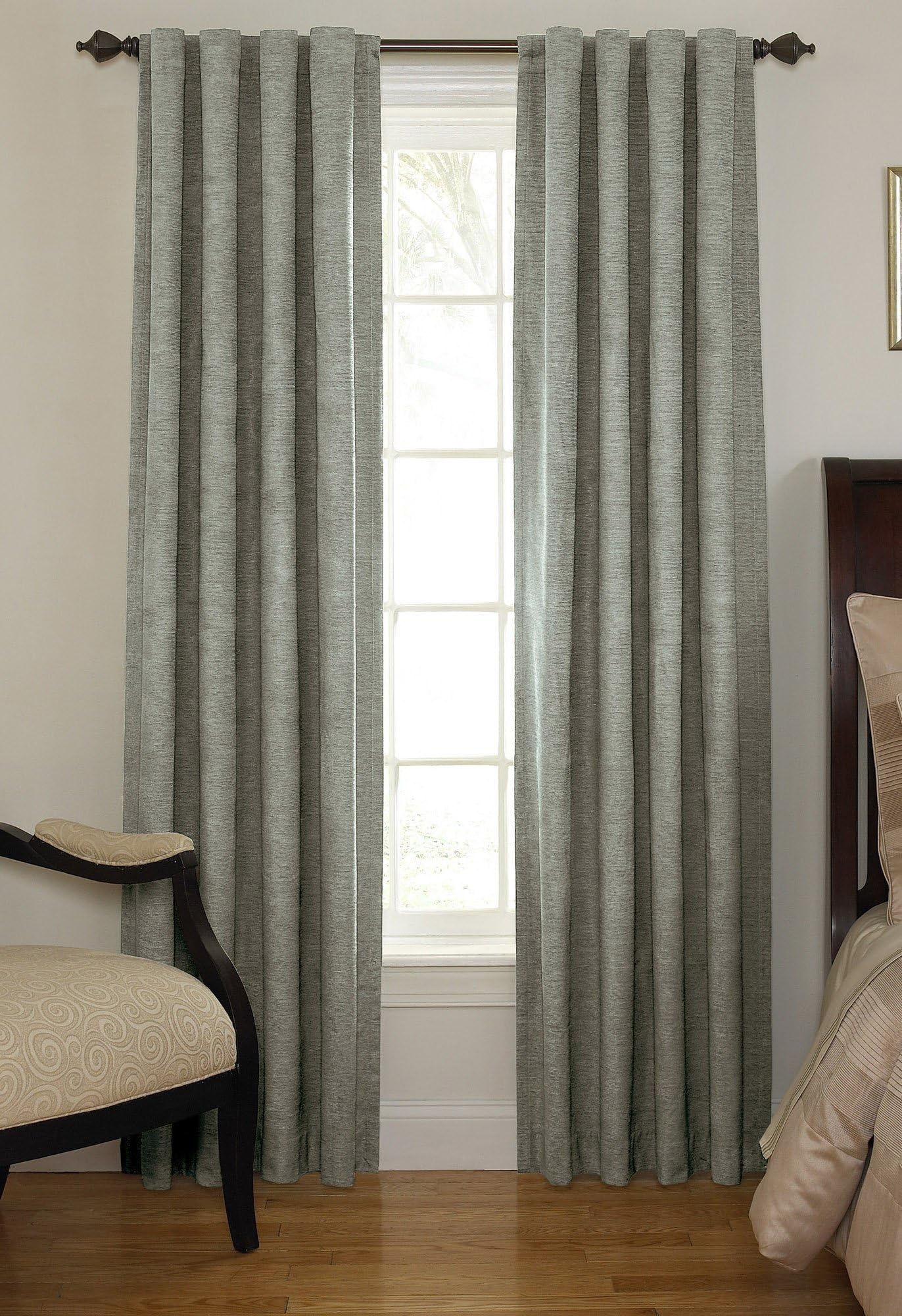 Beautyrest 11239042X063GRE Chenille 42-Inch by 63-Inch Rod Pocket Single Window Curtain Panel, Grey