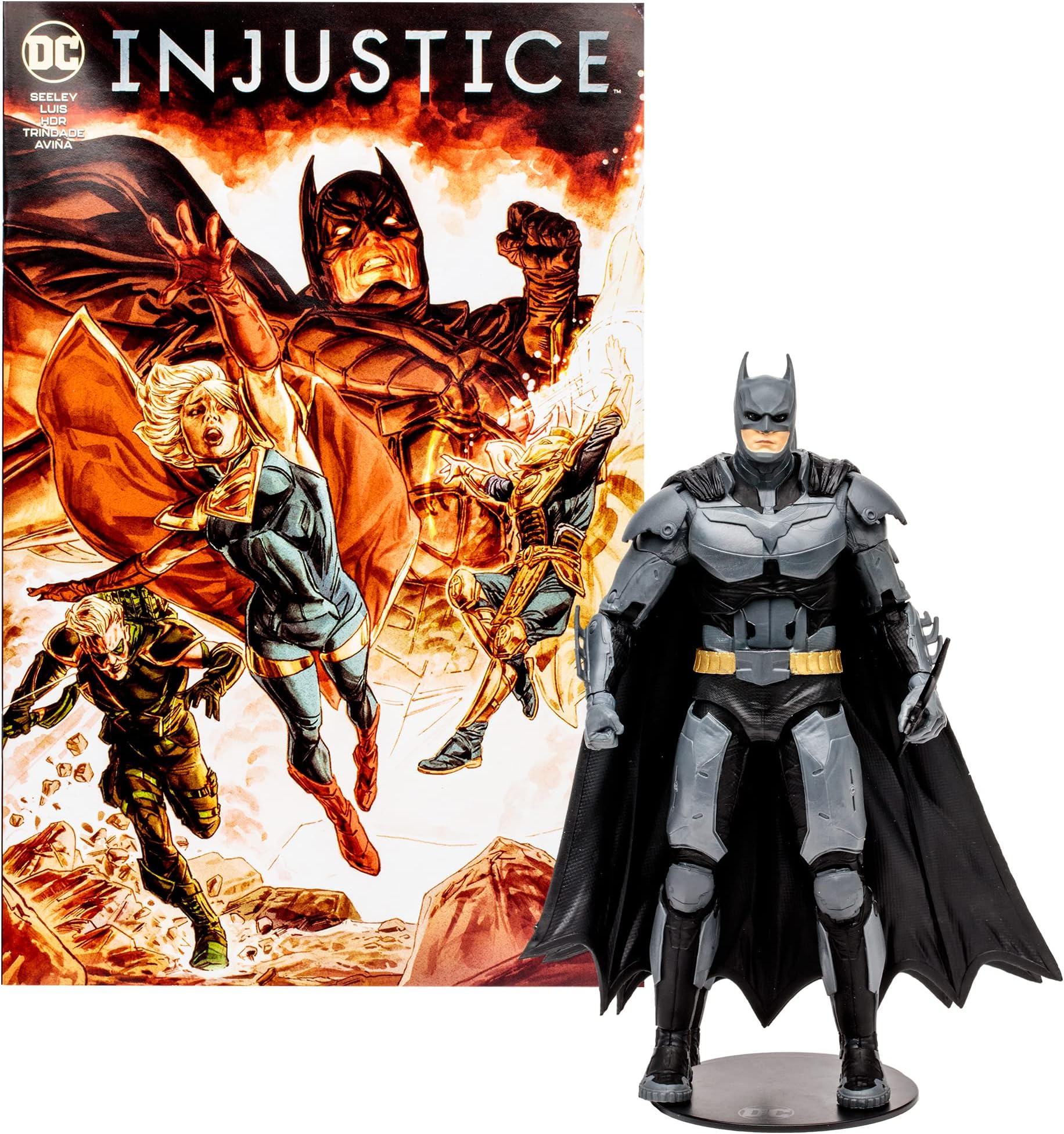 Toys 7-Inch Batman Figure - DC Multiverse Figures - Comic Inside - 22 Moving Parts - Collectable Art Card Included - Grey, Black, Yellow