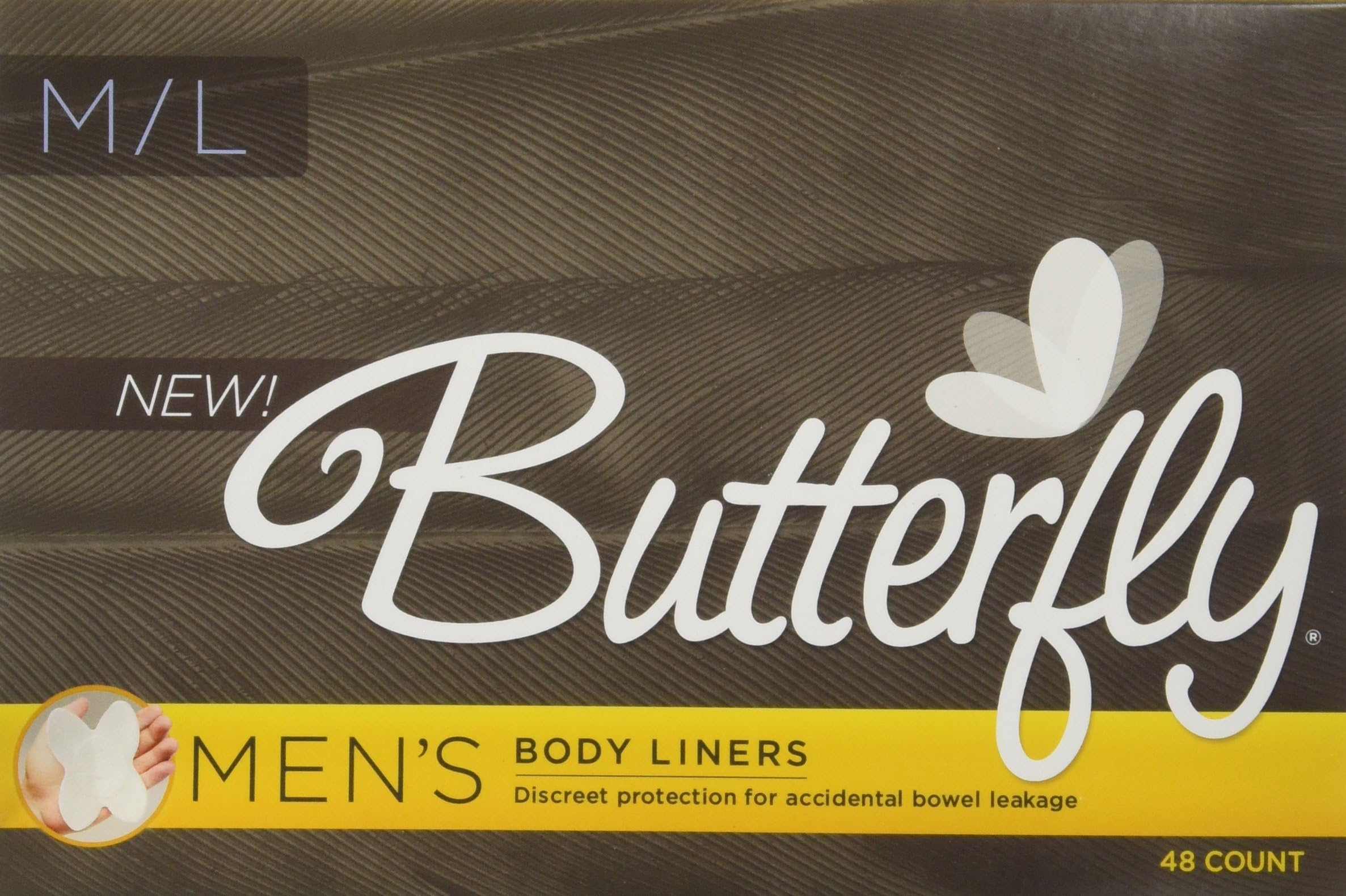 Butterfly® Pads/Body Liners for Bowel Leaks - Men's M/L 48 Count