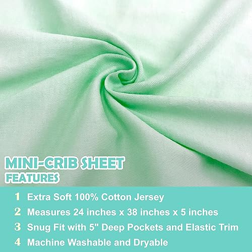 Miniatura 4 de American Baby Company Sábana bajera ajustable de punto jersey de algodón 100% natural, para cuna, color menta, suave y transpirable, para niños y