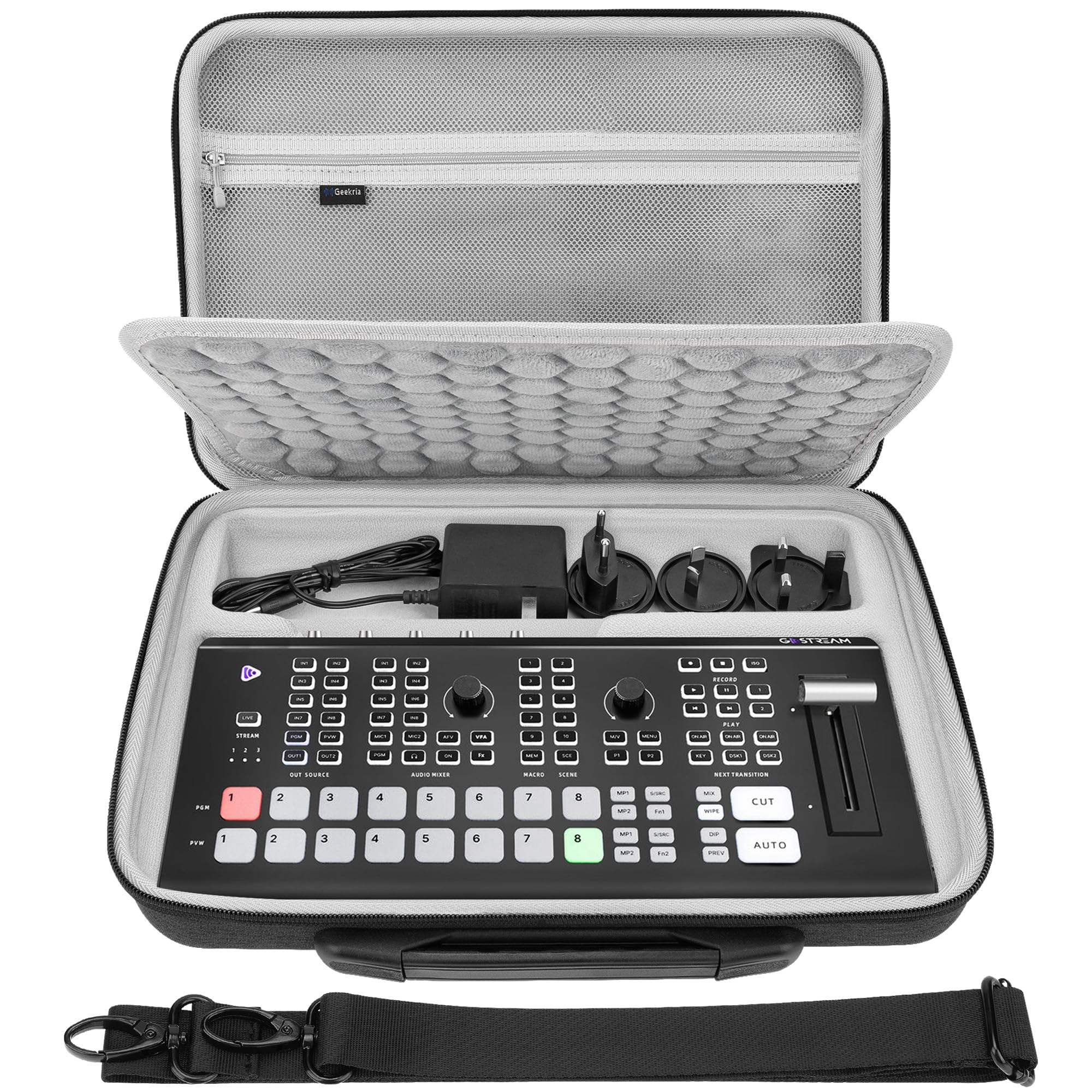 GEEKRIA Audio Interface Carrying Case, Compatible with Osee GoStream Duet 8 ISO, EVA Hard Shell Portable Travel Bag (Dark Gray)-image-14