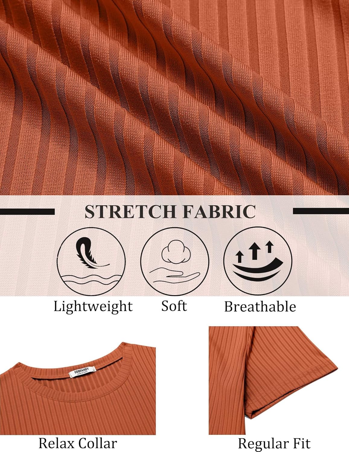 COOFANDY Mens T-Shirts Short Sleeve Plain Tshirts Casual Crew Neck Basic T Shirt Soft Cooling Fitted Stretch Tee Shirts - Image 5