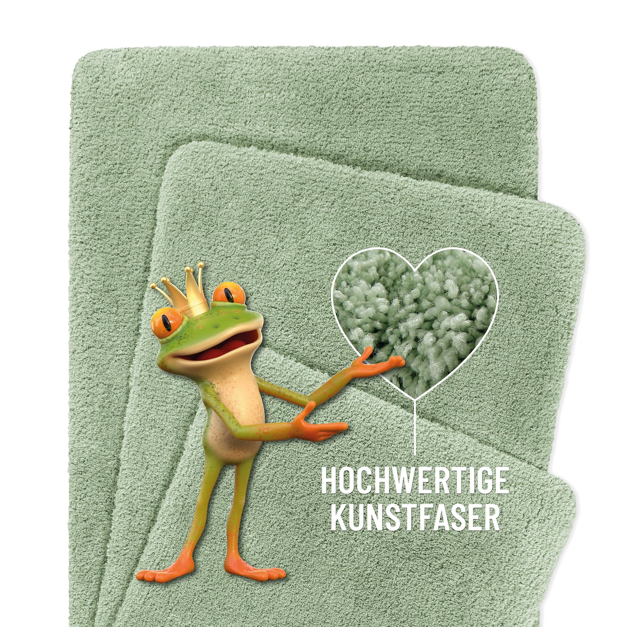 Homie Living Tappeto da bagno, morbido pelo, antiscivolo, lavabile, Porto Azzurro (60 x 100 cm, verde tiglio)