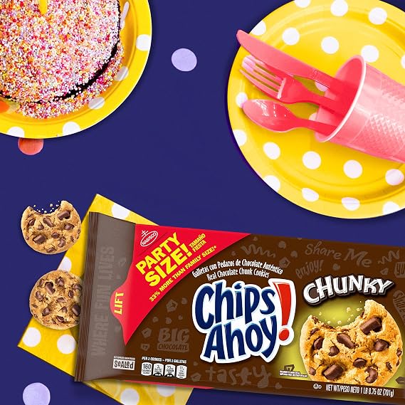 CHIPS AHOY! Chunky Chocolate Chunk Cookies, Party Size, 12-24.75 oz Packs
