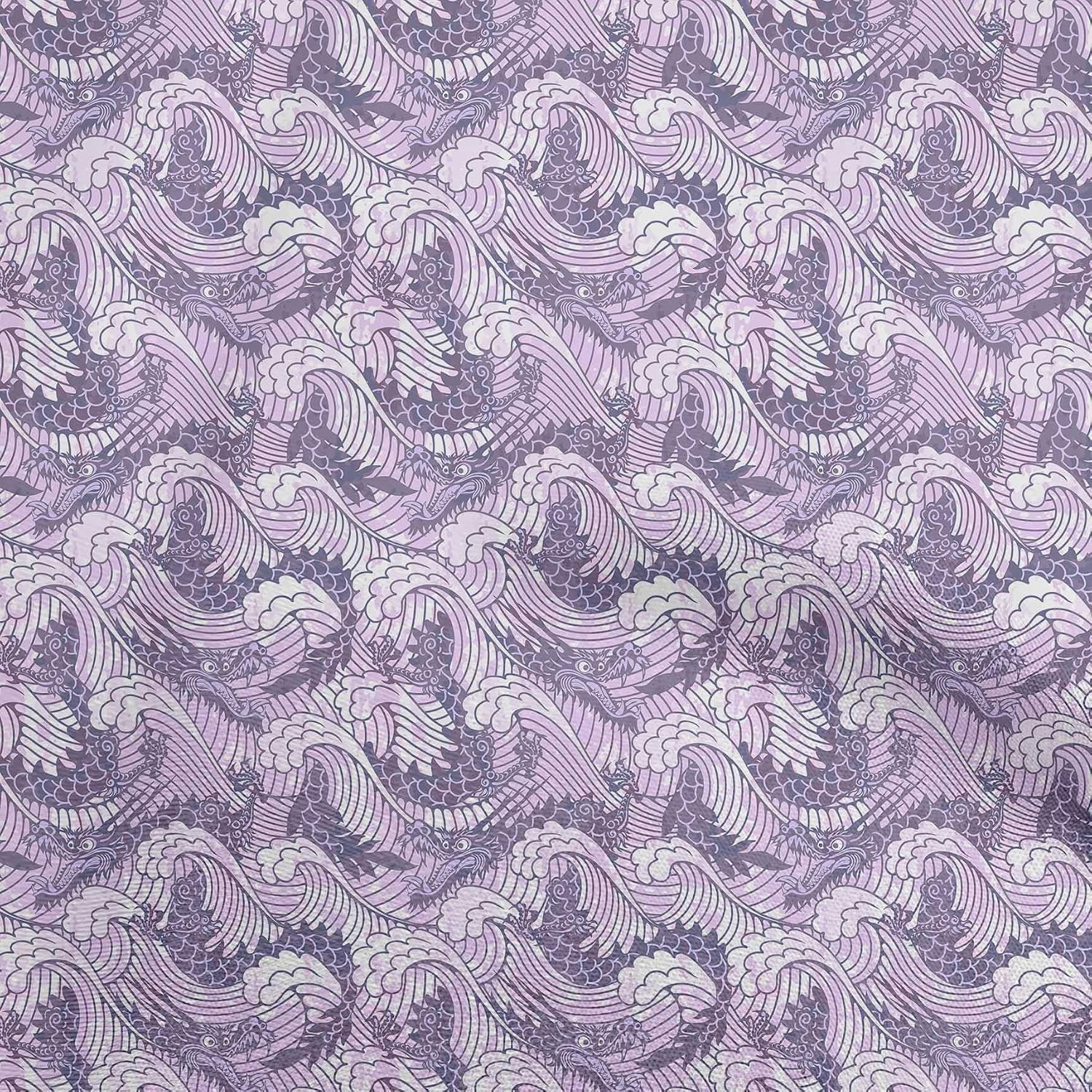 oneOone Cotton Flex Black Fabric Asian Japanese Wave Craft Projects Decor Fabric Printed By The Yard 40 Inch Wide