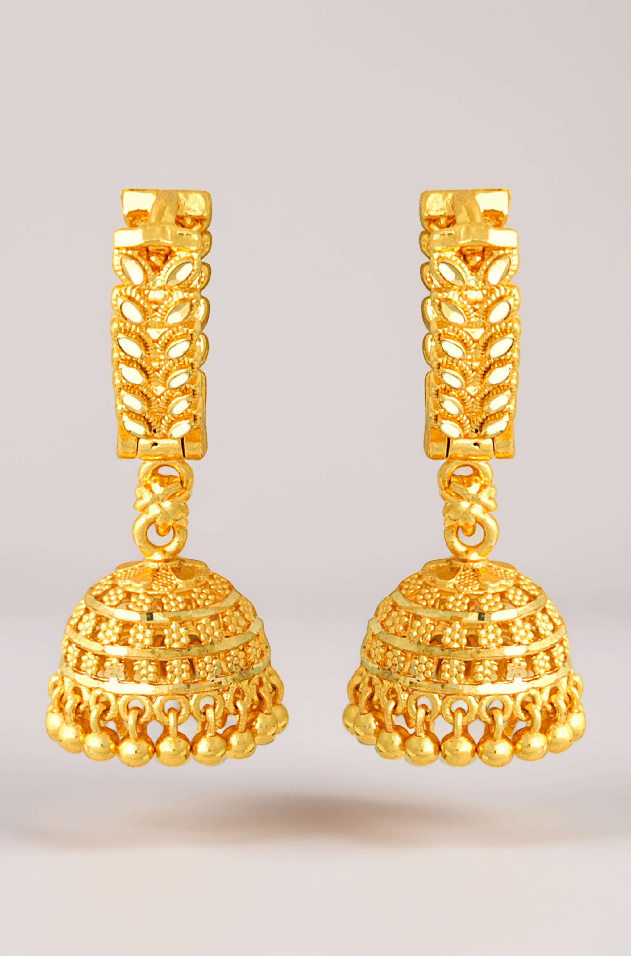 MEENAZ Traditional Temple Jewellery 18k One Gram Gold Ethnic Copper Brass Stylish South Indian Screw Back Studs Bali Hoop Jhumkas Jhumka Earrings Set For Women girls Latest -GOLD JHUMKI-M136