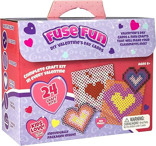 Miniatura 5 de Tarjetas de San Valentín para niños + kits de cuentas de fusible (24 quilates)  Tarjeta y regalo de manualidades para niños y niñas  Pintura por