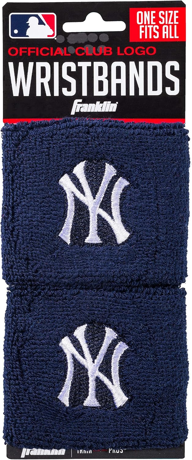 Franklin Sports MLB Team Licensed Baseball Wristbands - MLB Team Logo Sweat Wristbands - Great for Costumes + Uniforms - Pair