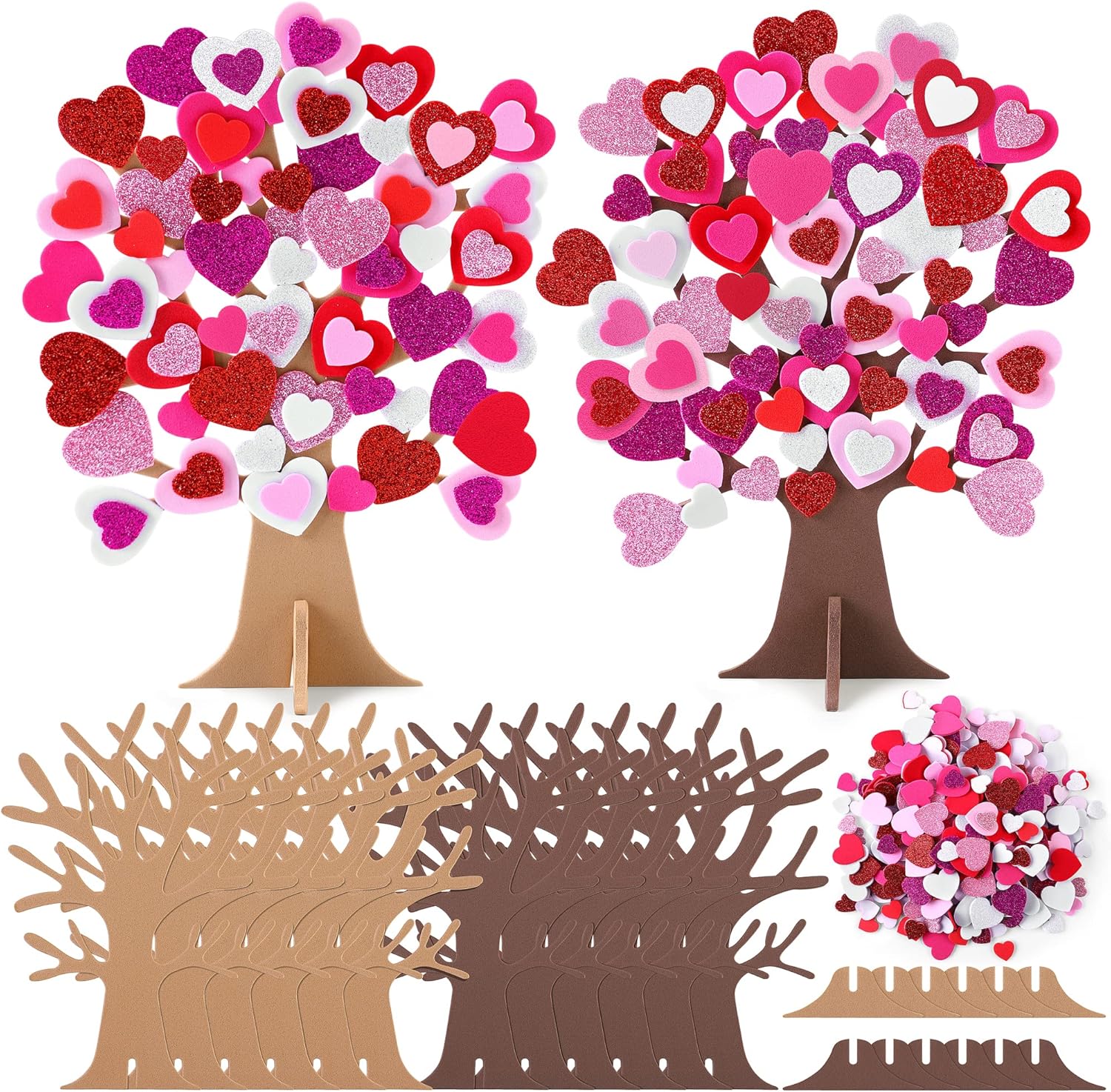Fovths 332 Pieces DIY Love Heart Tree Foam Stickers Craft