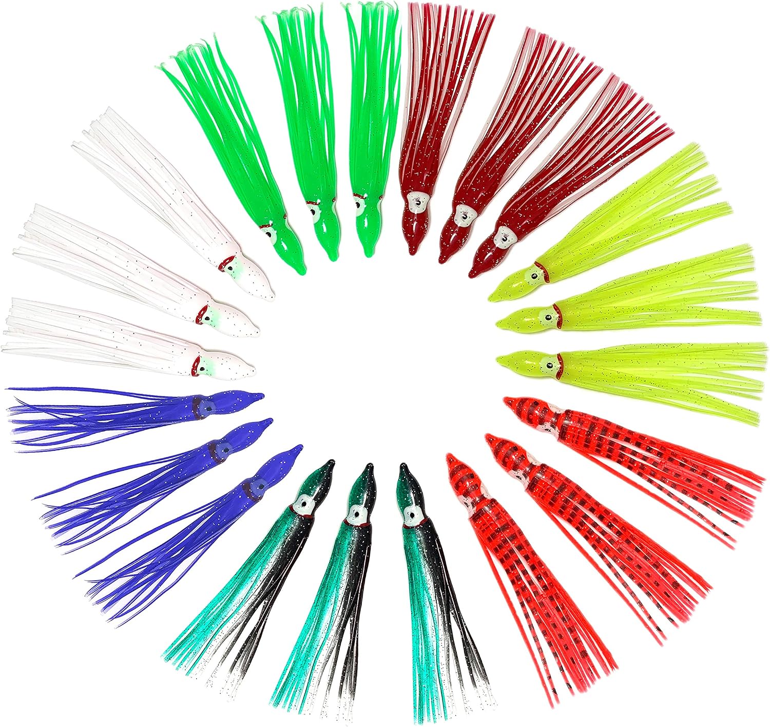 Octopus Squid Skirt Bait, 35 Pcs 7-Color Combo D for Saltwater & Freshwater Trolling, Soft Plastic Lures, Ideal for Tuna, Mahi Mahi, Salmon