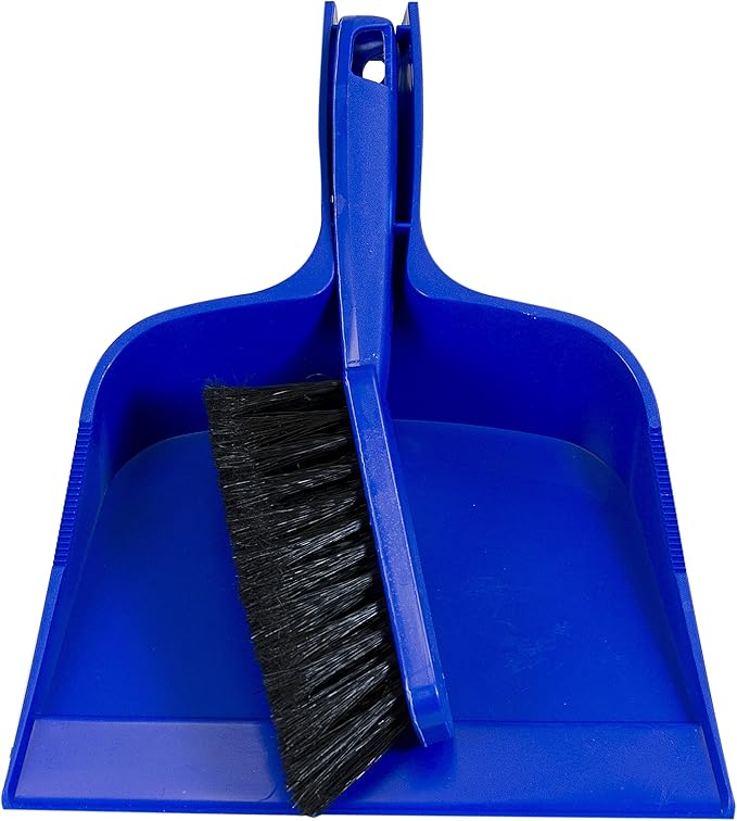 Quickie Cleaning Dustpan and Brush Set, 10Inch, Blue