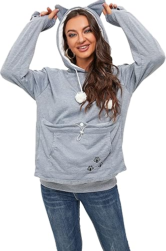 Miniatura 12 de BOMBAXCEIBA Bolsa para mascotas con capucha para mascotas pequeña, bolsa para perros y gatos, sudadera con capucha y bolsillo de canguro, con orejas