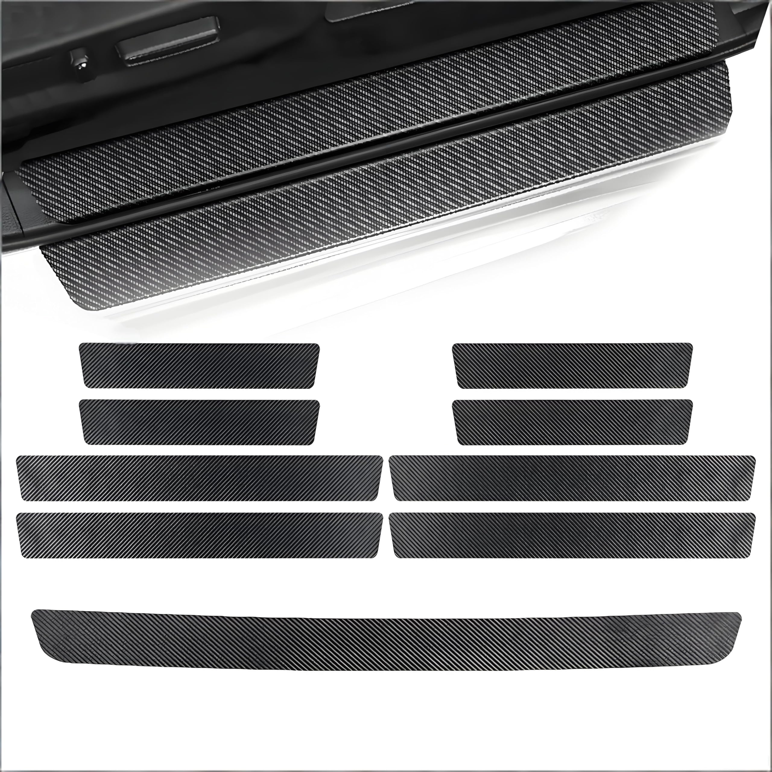 9 Pezzi Protezione Battitacco per Dacia Duster 3 2024 2025 2026, Fibra di Carbonio AntiGraffio Paracolpi Porta Interno Esterno Protezione Paraurti Posteriore Accessori