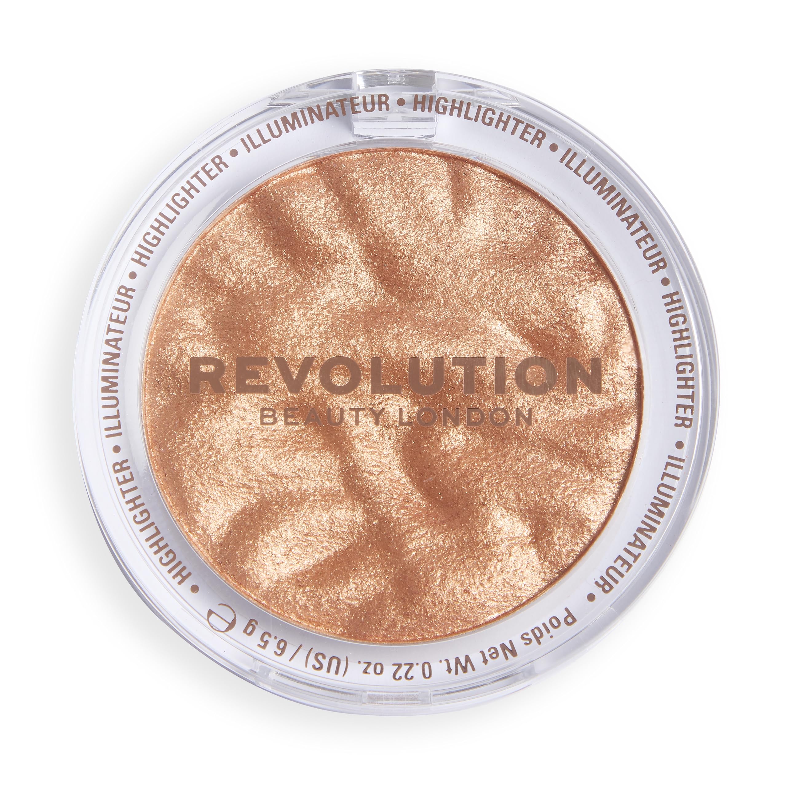 Revolution Reloaded Highlighter, Talc Free, Multi-Use, High Pigment MakeUp Powder, Buildable Colour for All Skin Tones, Rule The Room, 6.5g