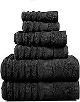 Vista 14 de LANE LINEN - Juego de 6 toallas acanaladas de lujo, 100% algodón, cero torsión, texturizadas, absorbentes y de secado rápido, 2 toallas de baño, 2