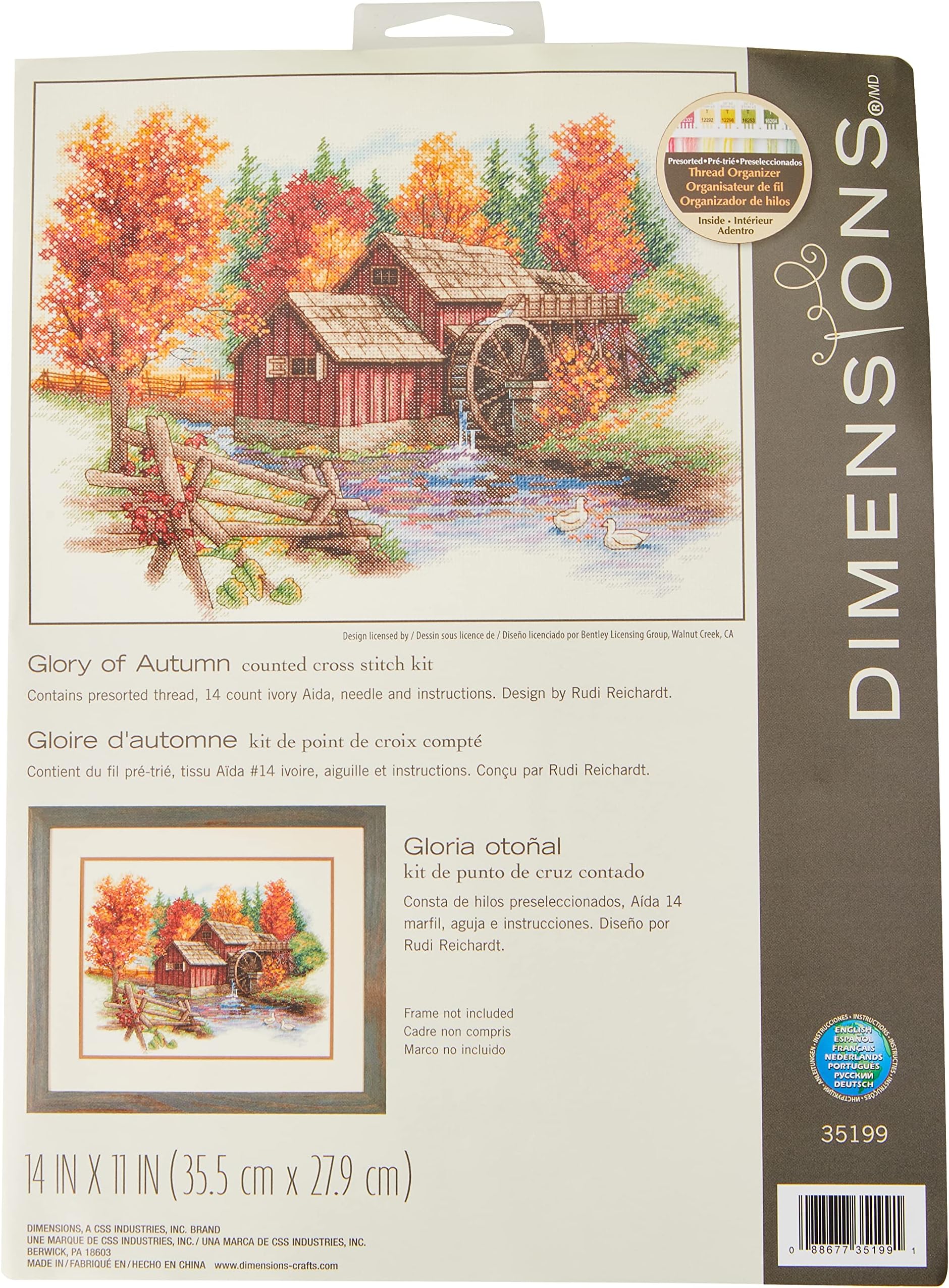 Dimensions 'Glory of Autumn' Seasonal Counted Cross Stitch Kit, Ivory Aida, 14" x 11", 14 Count