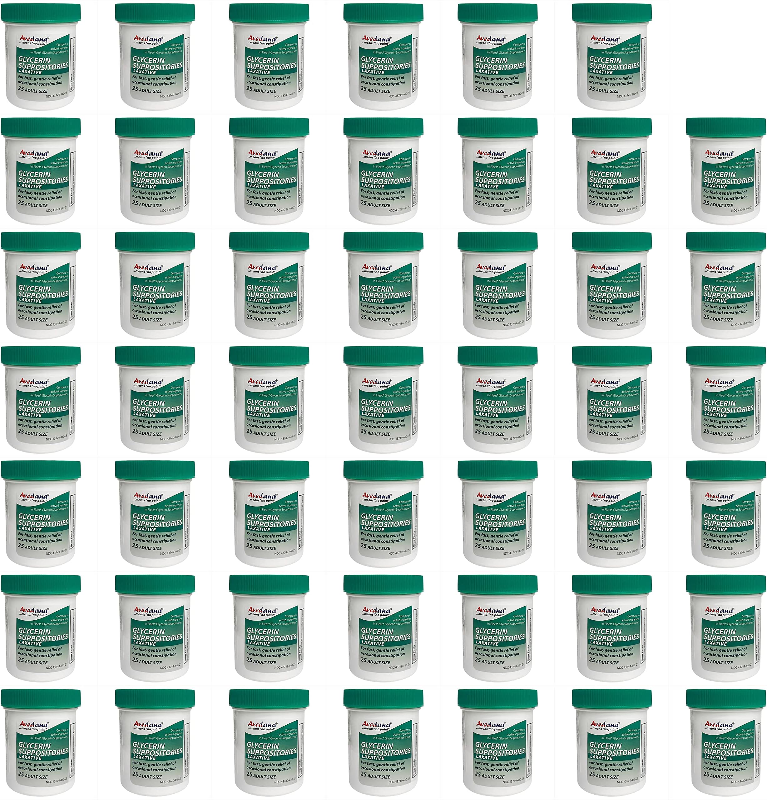 Glycerin Suppositories Adult Size, Comfort Shaped Suppositories, Fast Relief from Constipation | 25 Count (Case of 48)