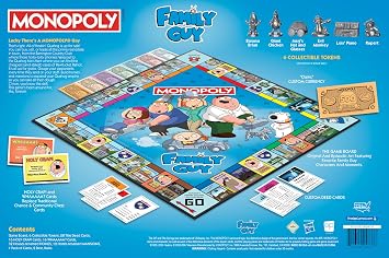Monopoly: Family Guy Board Game, Featuring Banana Brian, Giant Chicken, Rupert and More, Buy, Sell, Trade Quahogs Locations from McBurgertown to Wild West Ranch, Officially Licensed Family Guy Game