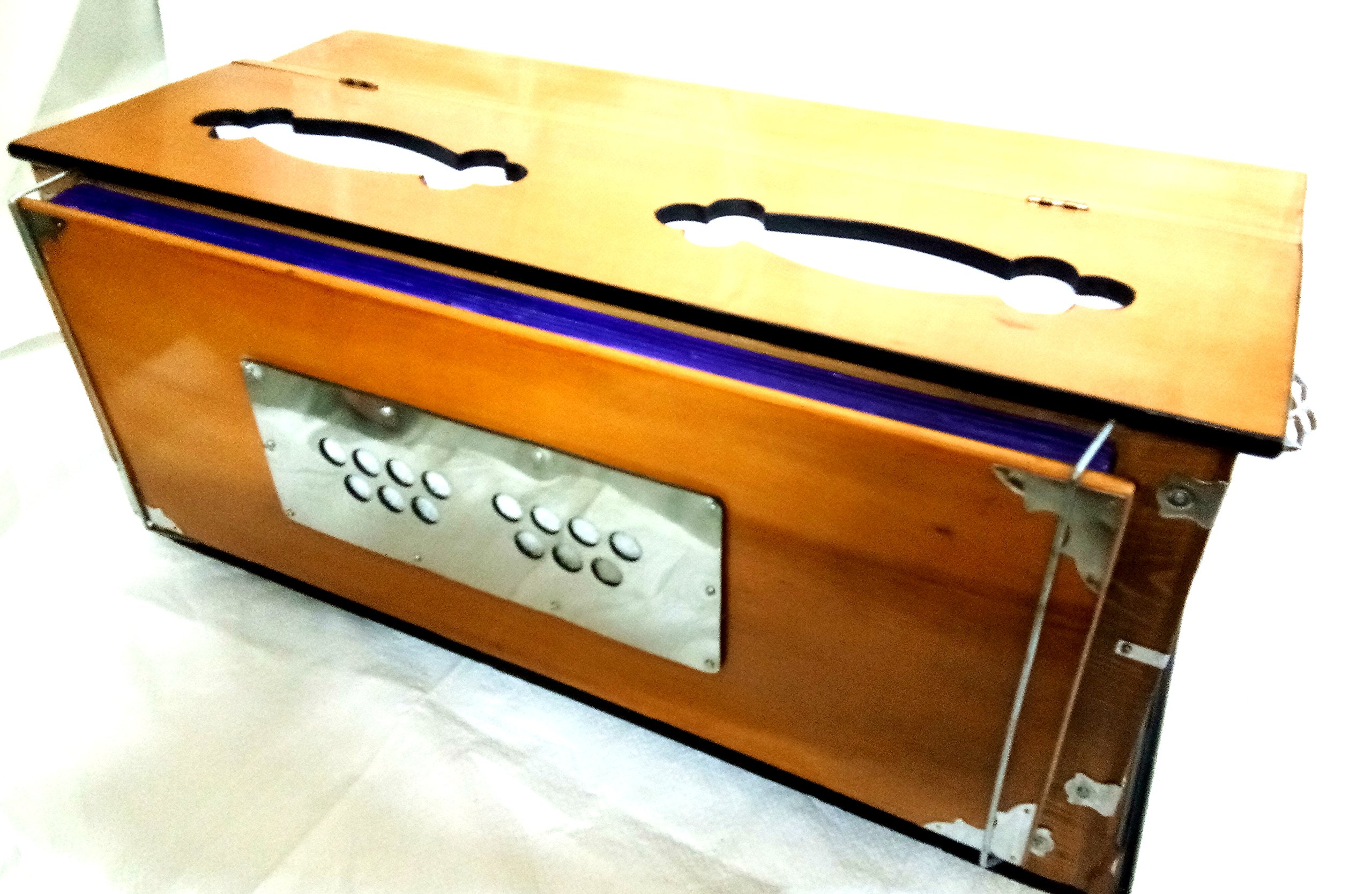 Indisches Maharaja Harmonium 9 Blendenstufen, 3½ Oktave, Doppelzungenblatt, Koppler, natürliche Farbe, Standard, A440 gestimmt, Musikinstrument, indische Sangeeta