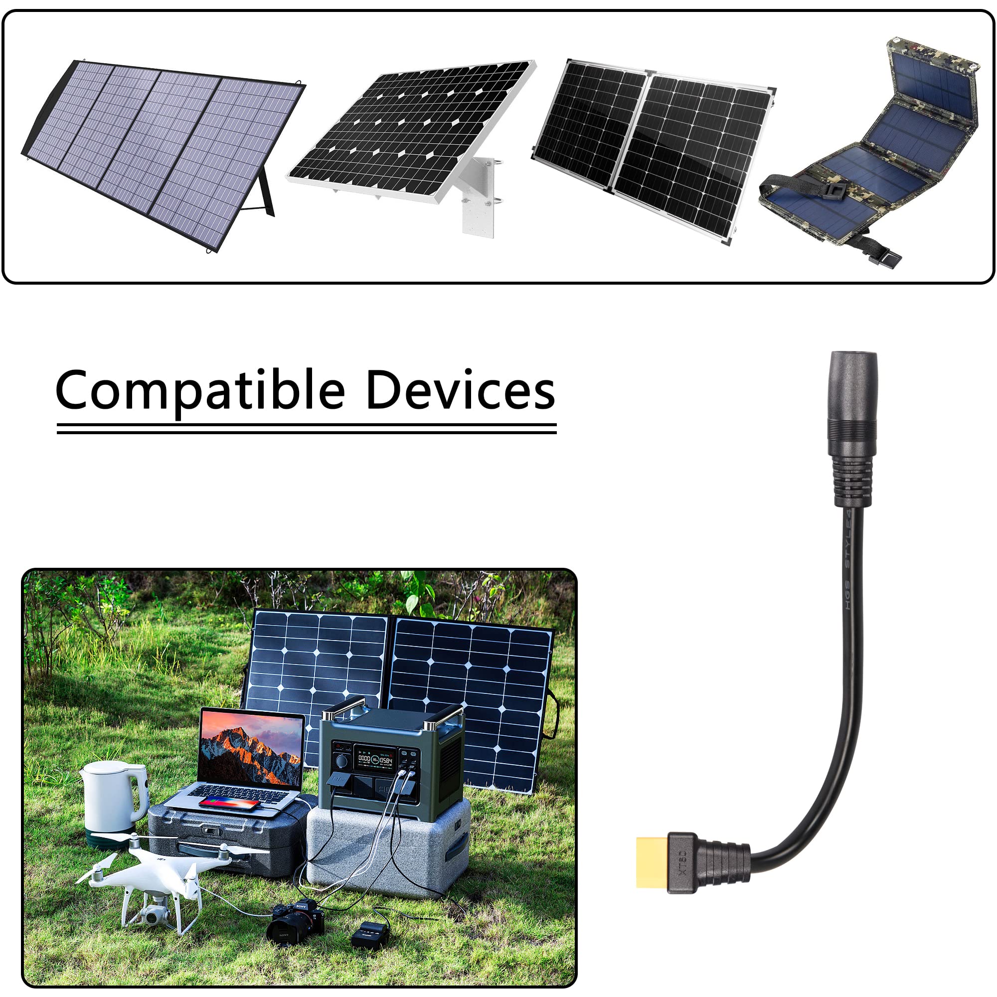 SinLoon DC8020 na XT60 panel słoneczny, adapter, kabel zasilający 14 AWG 5FT DC8020 gniazdo na XT60, kabel adaptera z wtyczką DC7909 do panelu słonecznego, RV Portable Power Station (XT60 razy)