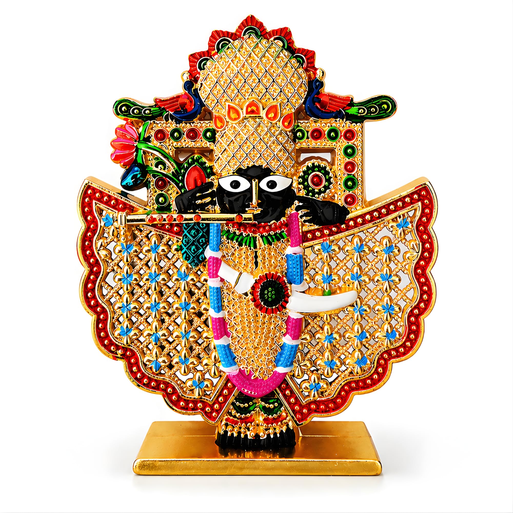 Sanwariya Seth Ji Murti (Shrinathji Idol) for Car Dashboard, Home Mandir & Office | Lord Krishna Idol for Prosperity, Positivity & Protection | Premium Metal Idol Gift Gold & Silver Finish, 7.5 X 6 cm-picture-17