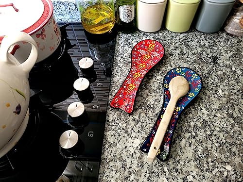 Miniatura 3 de Juego de 2 cucharas de cerámica para encimera, decoración de cocina para encimera, hecho a mano, apto para lavavajillas