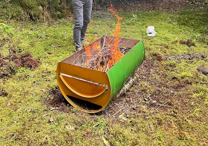 Amazon.co.jp: ドラム横置きオープン焼却炉 | 二重ボディ二次燃焼ガス