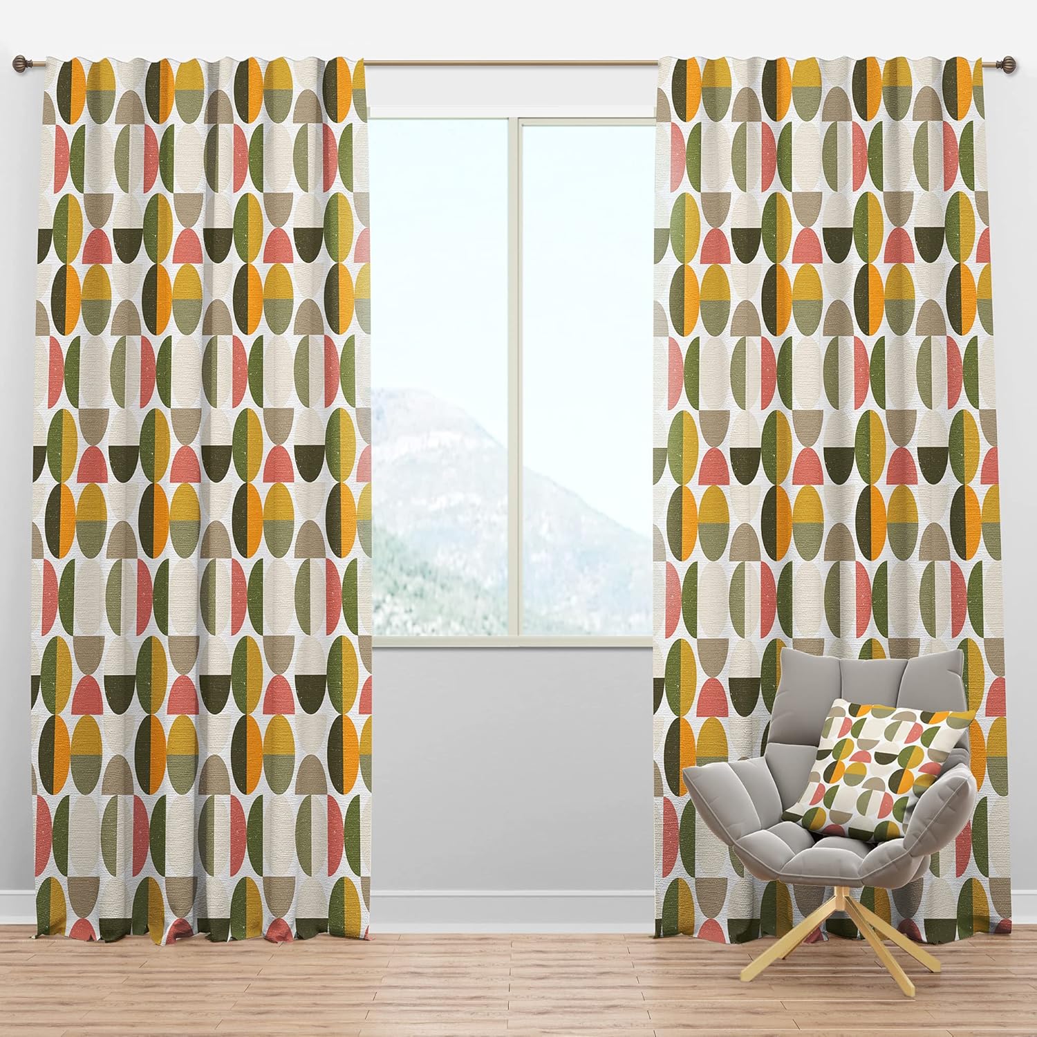 DesignQ Blackout Curtains 'Vintage Circular Design I' Curtains for Bedroom, Curtains for Living Room, Curtains & Drapes - Thermal Insulated -Single Panel -52x63