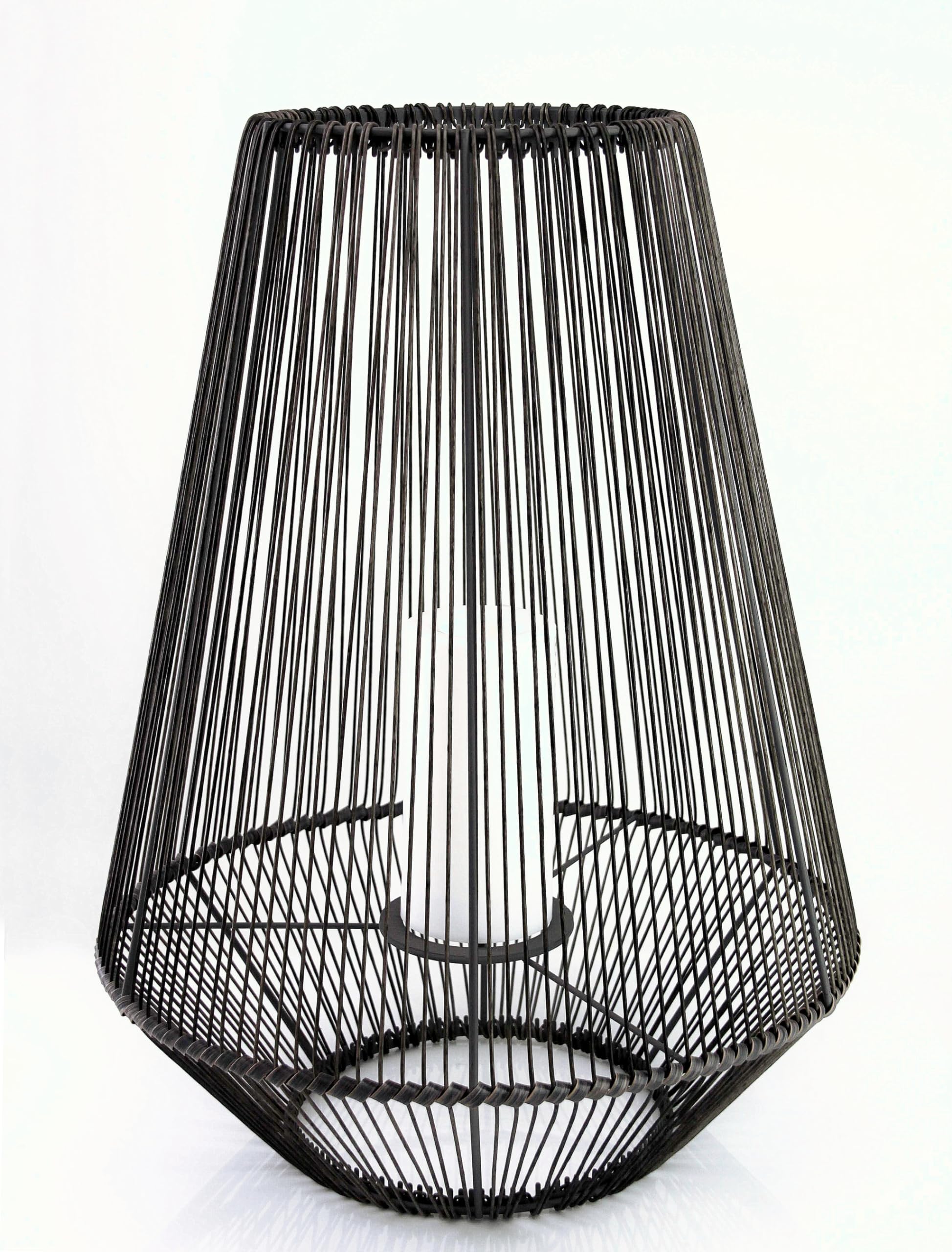 LED Solarleuchte Laterne mit Solar LED Kerze Rattan Optik Windlicht (51 x 37,5 cm)