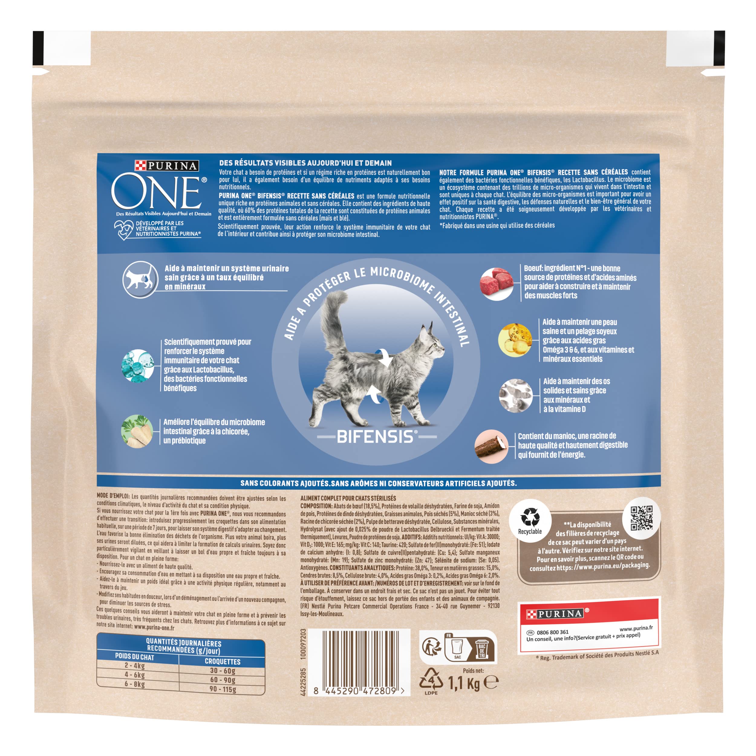 PURINA ONE Adult No Crereals wołowina 1,1kg karma dla dorosłych kotów - zestaw 6 szt