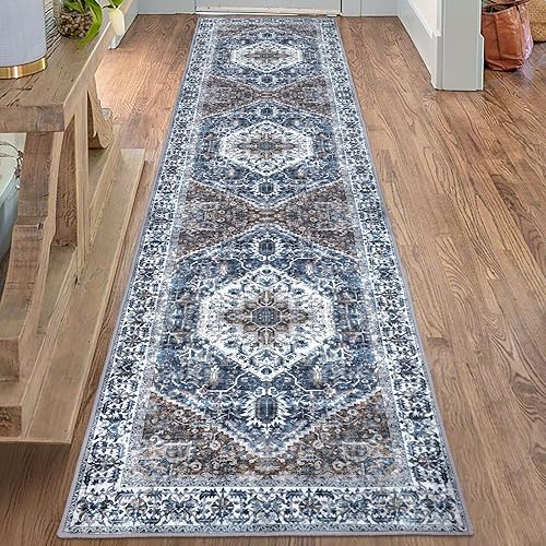 KOZYFLY - Alfombra de 2 x 8 pies, lavable, antideslizante, bohemia y de lana sintética, para pasillo, cocina, colocar junto a la cama, entrada,