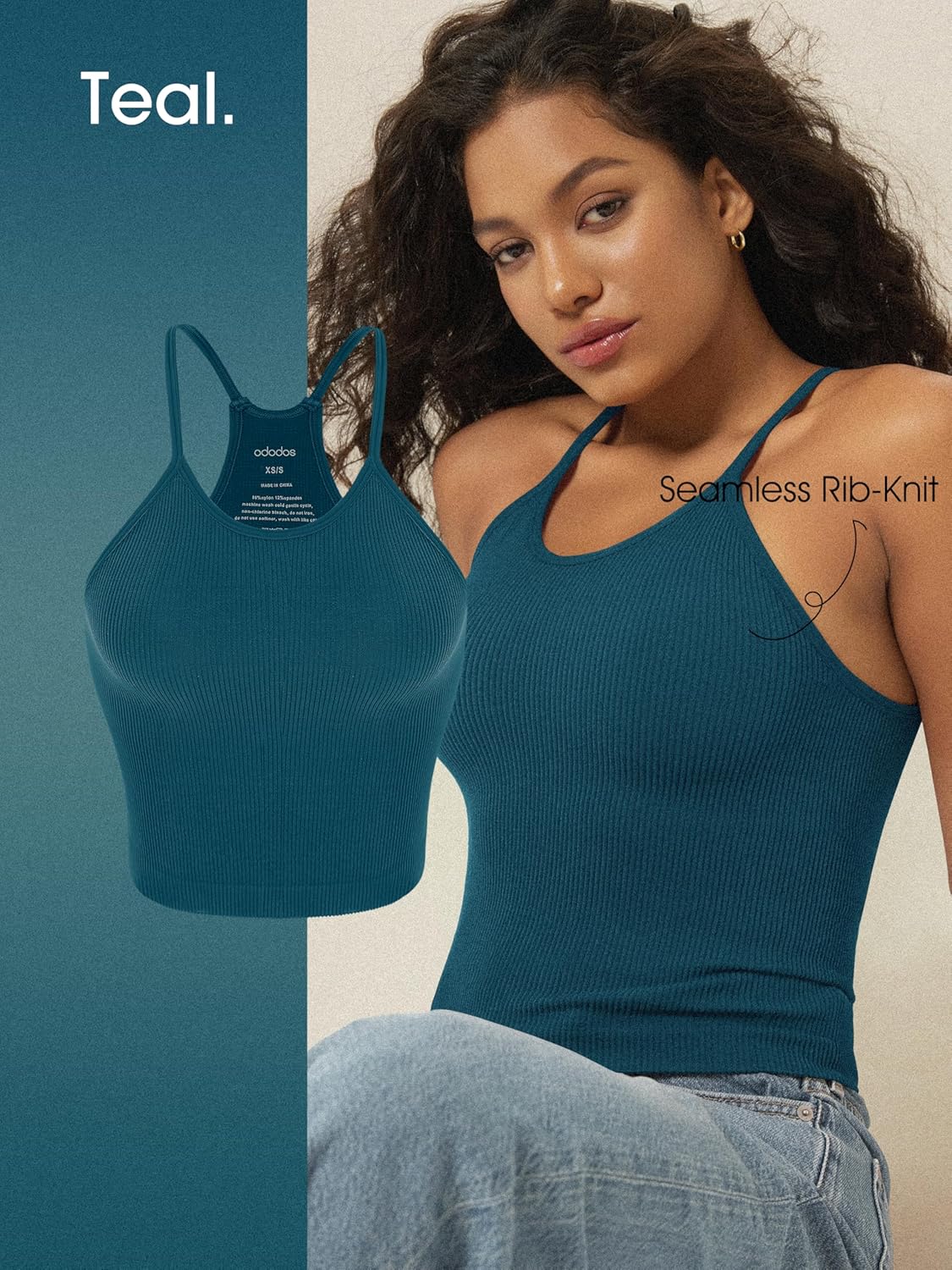 Women's Crop 3-Pack Seamless Rib-Knit Camisole Crop Tank Tops image 2
