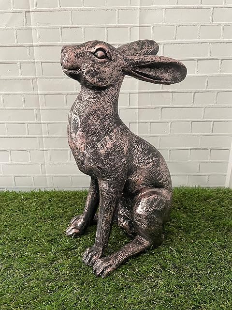 Darthome Ltd Vintage Bronze Effect Resin Boxing Hare Figurine Statue Sculpture Ornament Gift (Alert Hare)