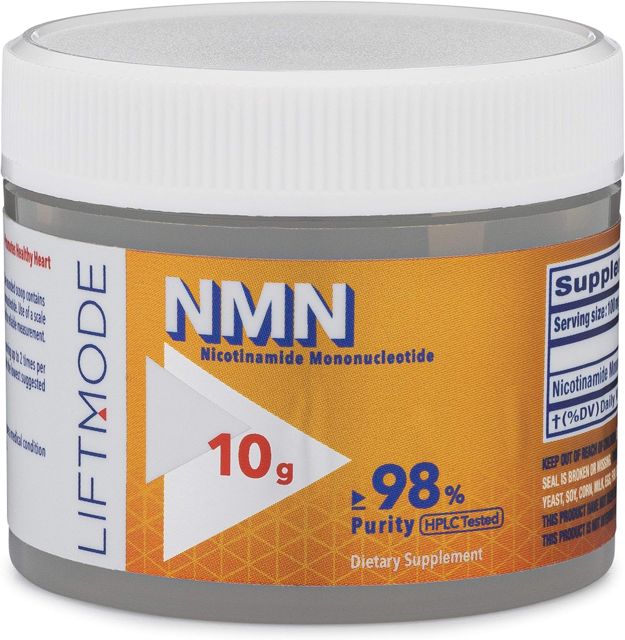 LiftMode NMN (Nicotinamide Mononucleotide) Powder Supplement - Boosts Cellular Energy, Healthy Aging, & Sharpens Cognition - Vegetarian, Vegan, Non-GMO, Gluten Free - 10 Grams (100 Servings)