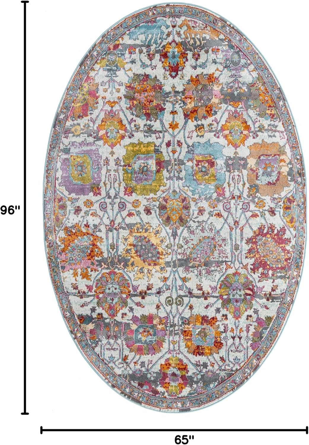 Rugs.com Paragon Collection Rug – 5' x 8' Oval Multi Medium-Pile Rug Perfect for Living Rooms, Large Dining Rooms, Open Floorplans