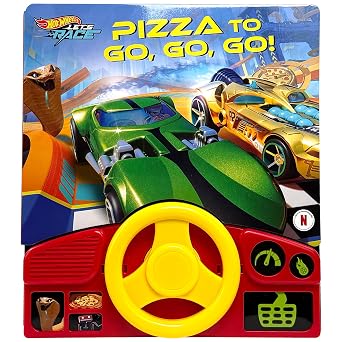 Hot Wheels Lets Race - Pizza to Go, Go, Go! - Interactive Steering Wheel Sound Book - PI Kids