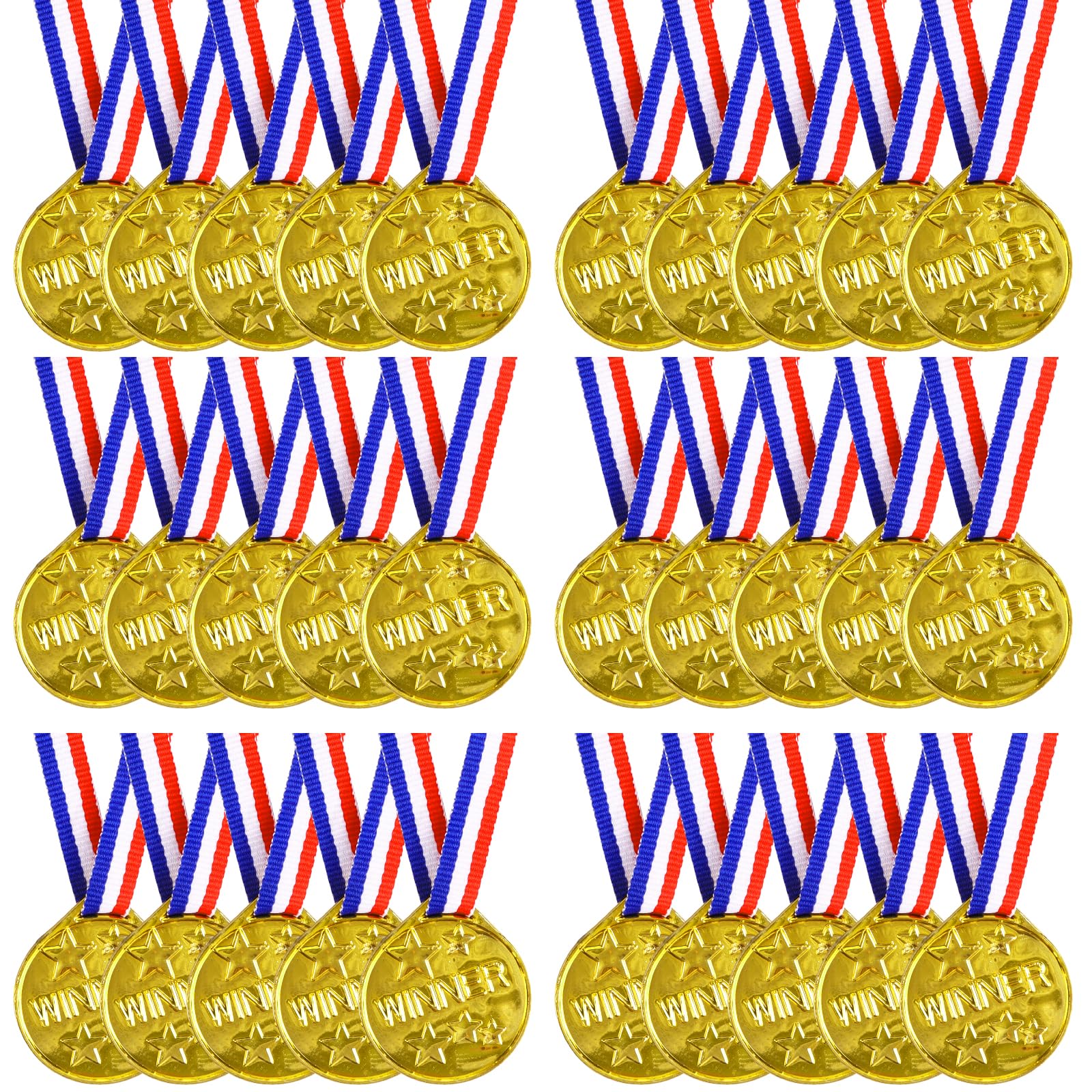 LOKIPA 30PCS Gold Medals, Plastic Medals Winner Award Medals for Sports, Games Competitions, Olympic Style, Party Favors and Decorations