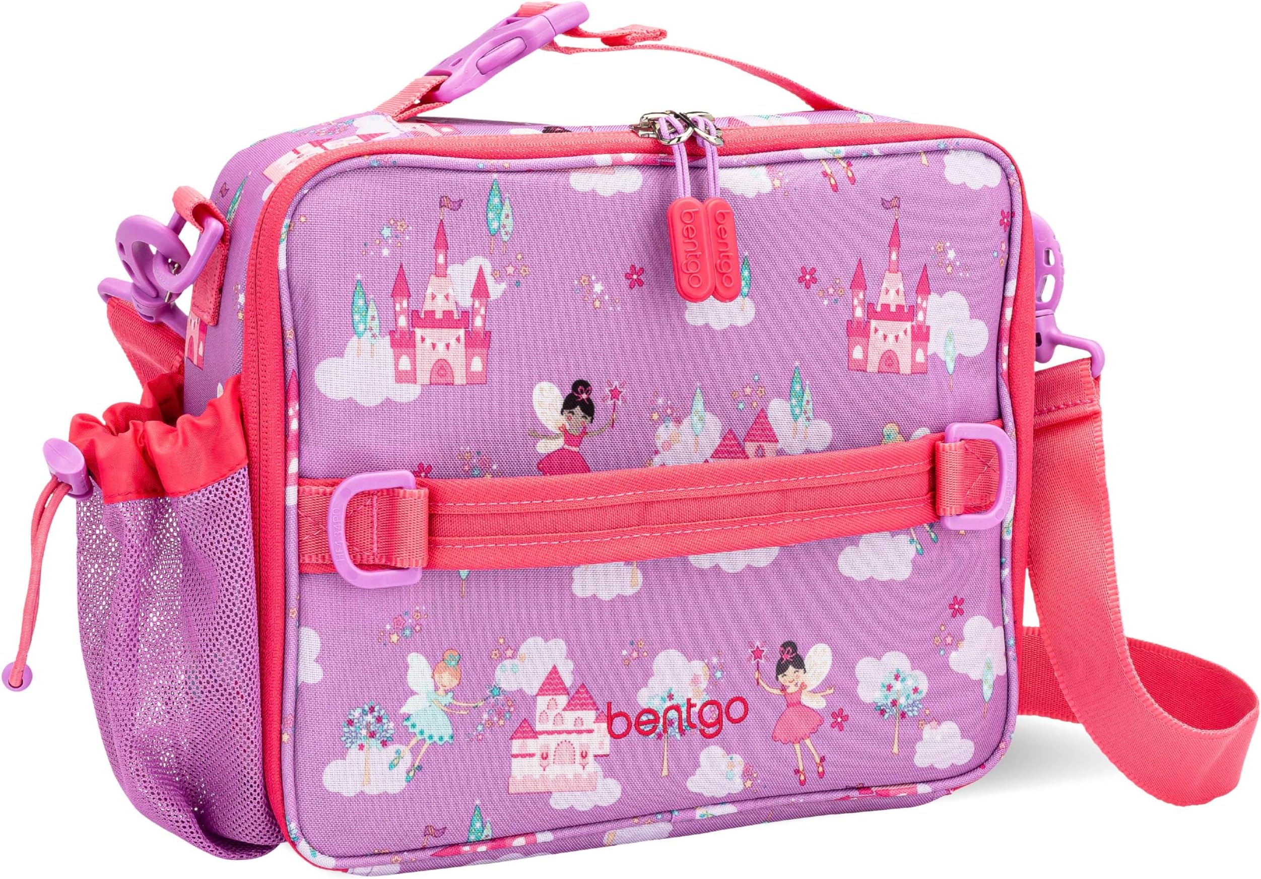 Bentgo Kids Prints Lunch Bag - Double Insulated, Durable, Water-Resistant Fabric with Interior and Exterior Zippered Pockets and External Bottle Holder- Ideal for Children of All Ages (Fairies)